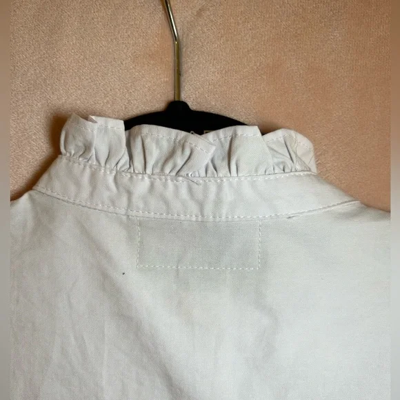 Kiel James Patrick Ruffle Oxford Cotton Sleeveless Shirt Size XS White - Picture 5 of 8